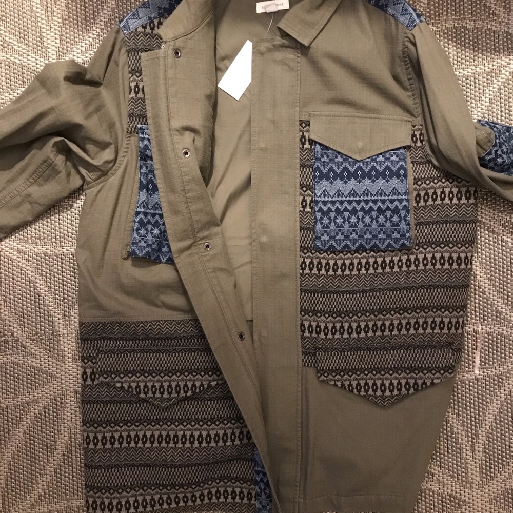 Sun + Stone Military Color-blocked Boho Jacket